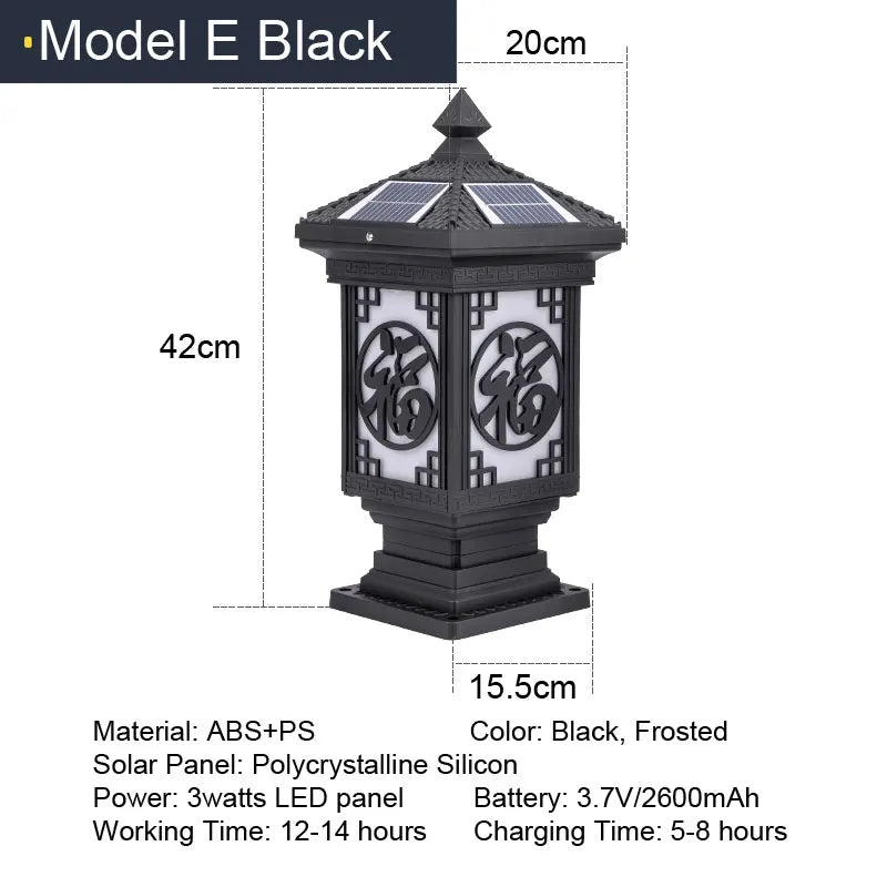 Solar LED Light Outdoor Garden Decoration Column Lamp Waterproof Street
