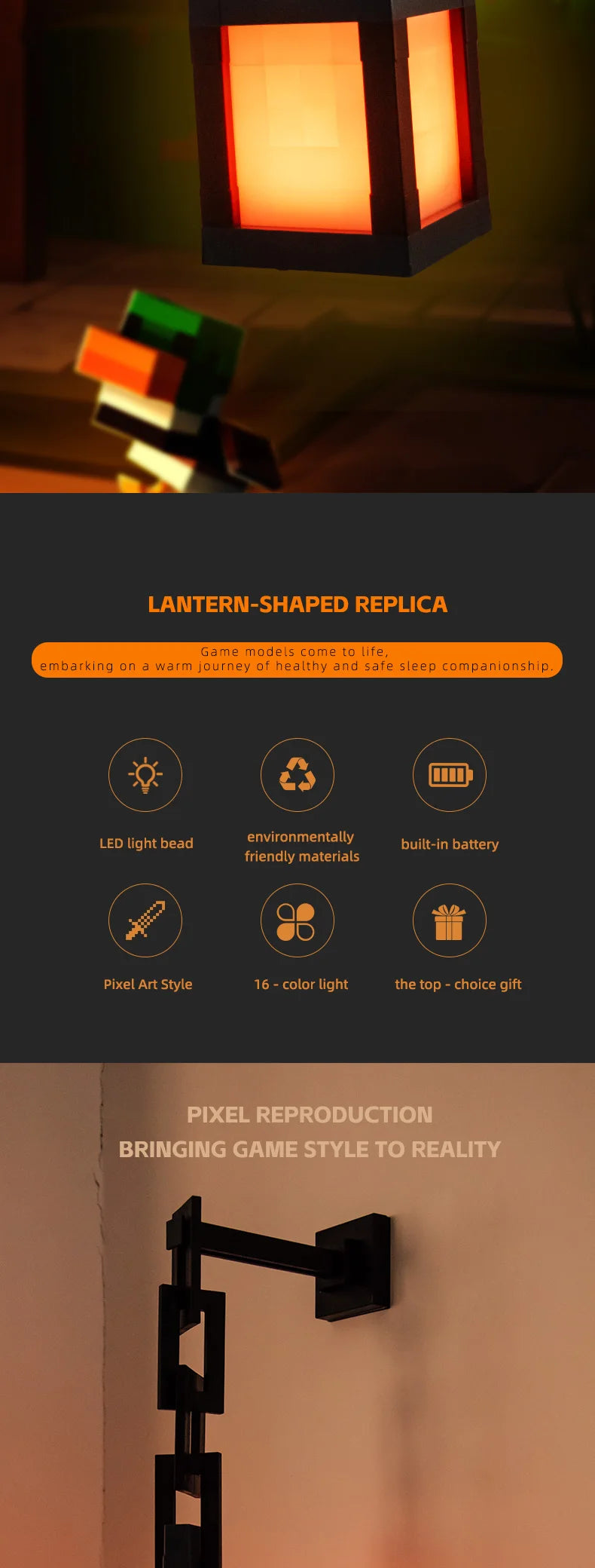 Pixel Style Night Light Lantern