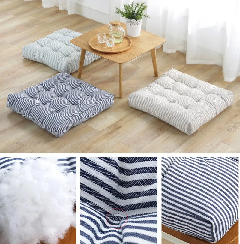 Oversized Floor Seat Pillow Cotton Linen Chair Cushions Meditation Yoga Thickened Square Windows Pad for Adults Seating Pillows