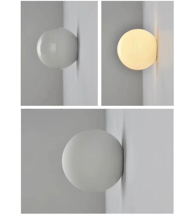 French Bauhaus Glass Ball Wall Lamp