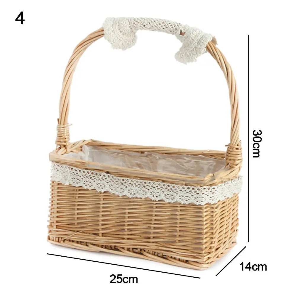 Half Moon Woven Wicker Basket with Handle