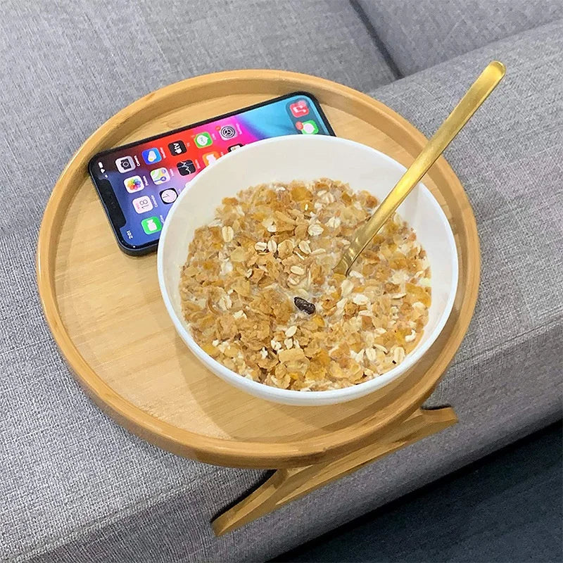 Bamboo Sofa Armrest Clip On Tray