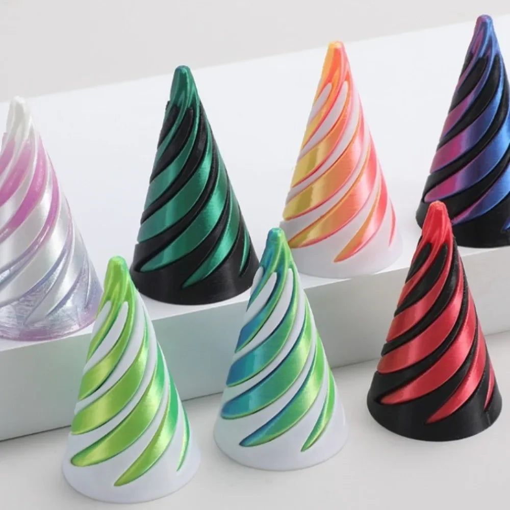 3D Printed Helix Screw Rotating Toys Stress Reducing Tool Pyramid
