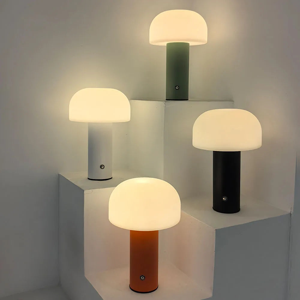 Rechargeable Mushroom Table Lamp, 3 Color Dimming