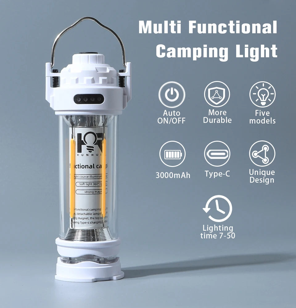 DOTWISE 3000mAH Camping Portable Retro Lantern Camping Lighthouse Tent