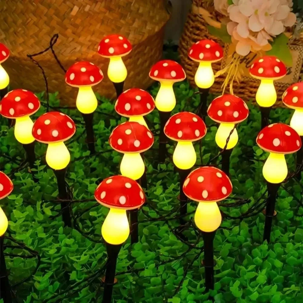 Solar Mushroom Fairy Lights, Waterproof Garden Decor