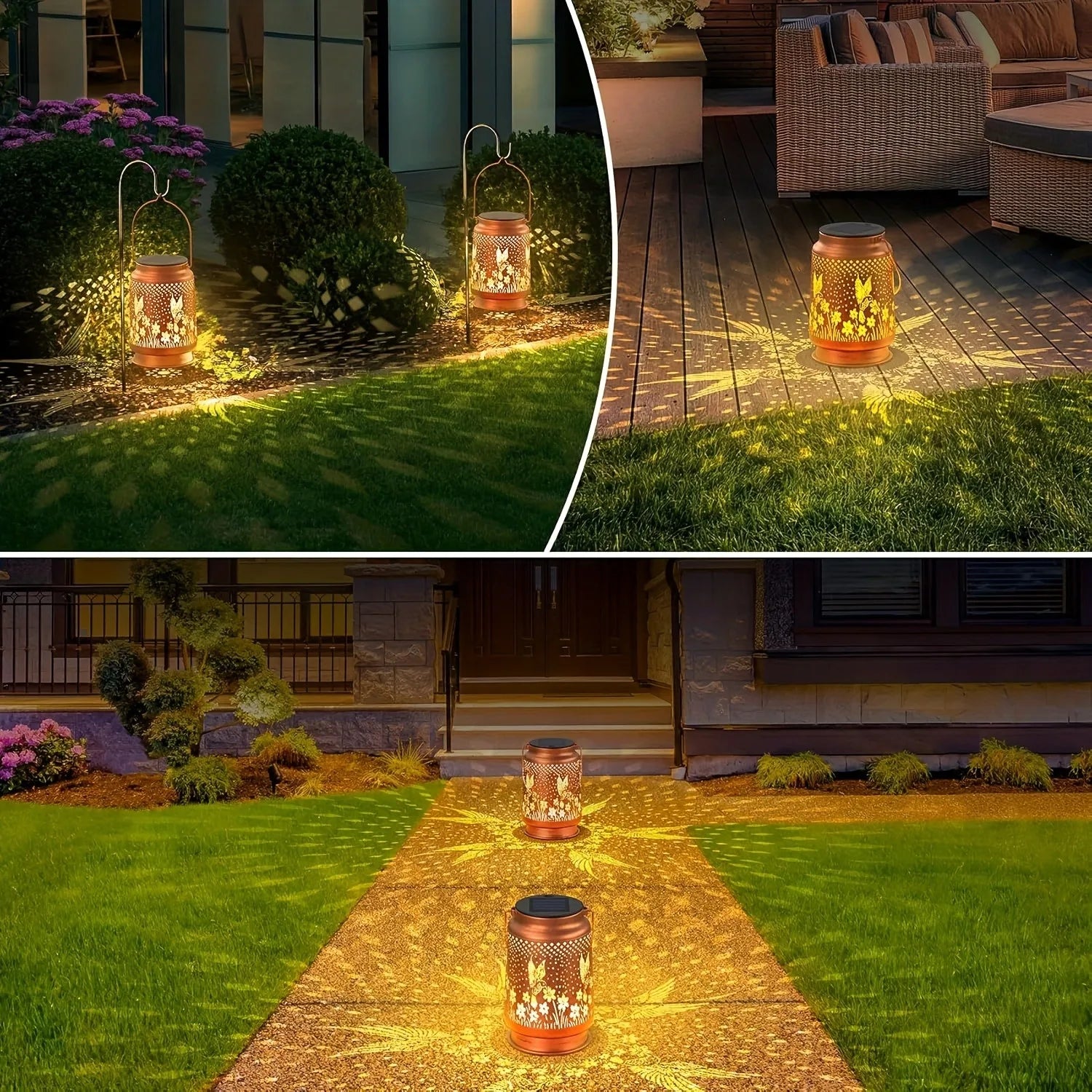 1PC Iron Solar Lantern Outdoor, Solar-Powered Garden Light