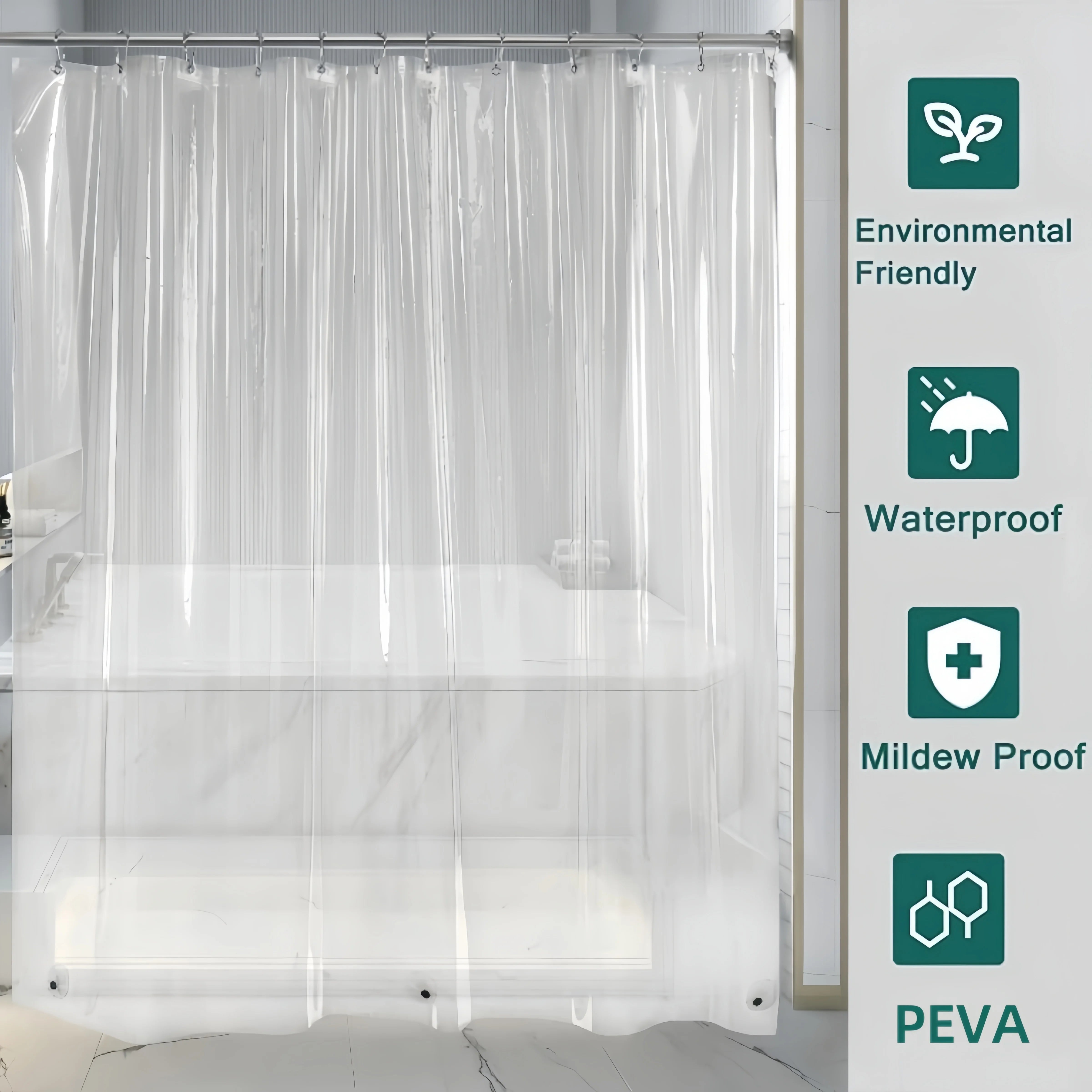 Shower Curtain Transparent Peva Transparent Shower Curtain