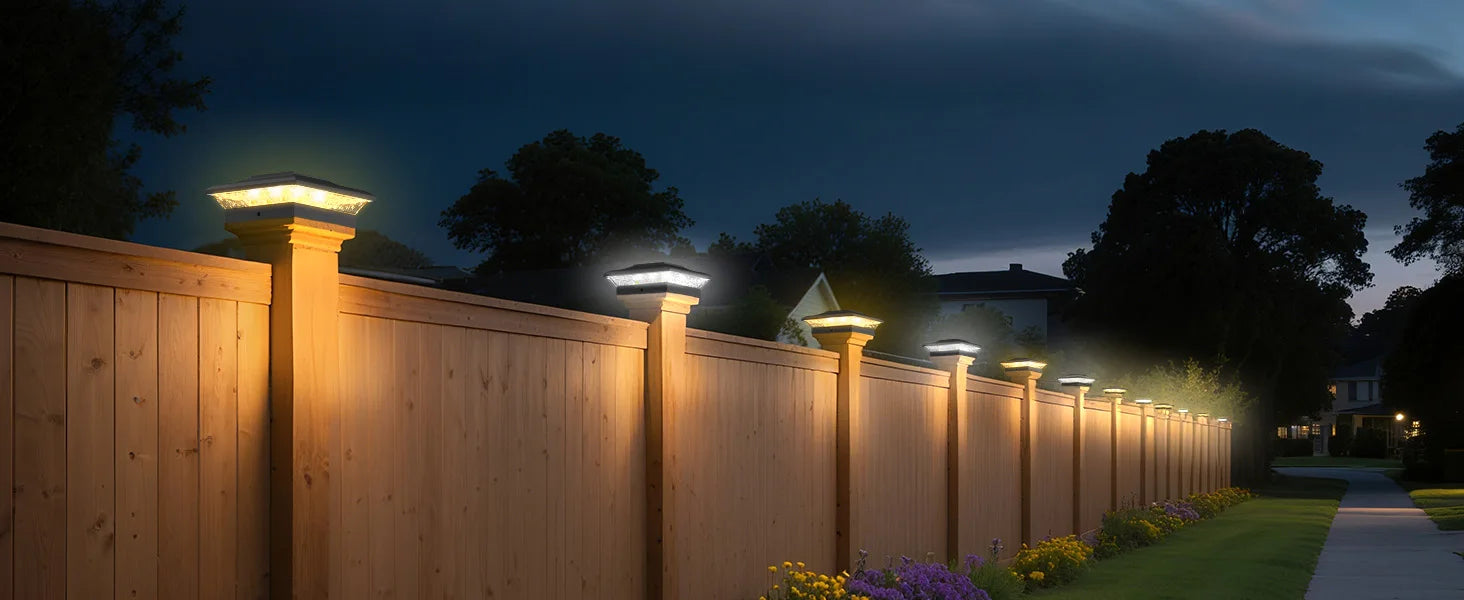 2/6pcs Solar Post Lamp 3000K 6000K Outdoor Garden Fence  Pillar Head Light For Villa Gate Landscape Decoration IP65 Column Lamp