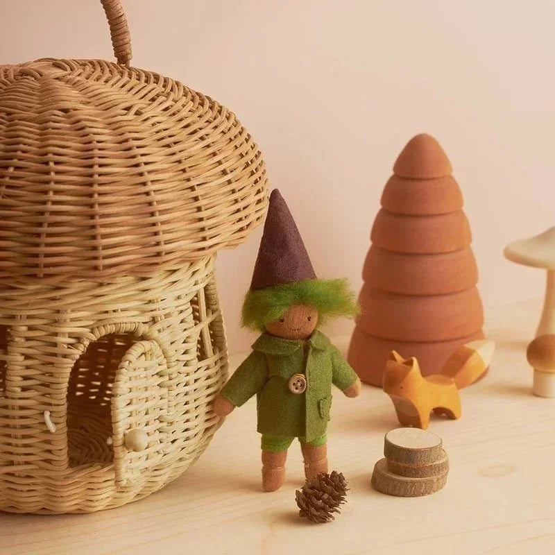 Woven Rattan Mushroom Basket
