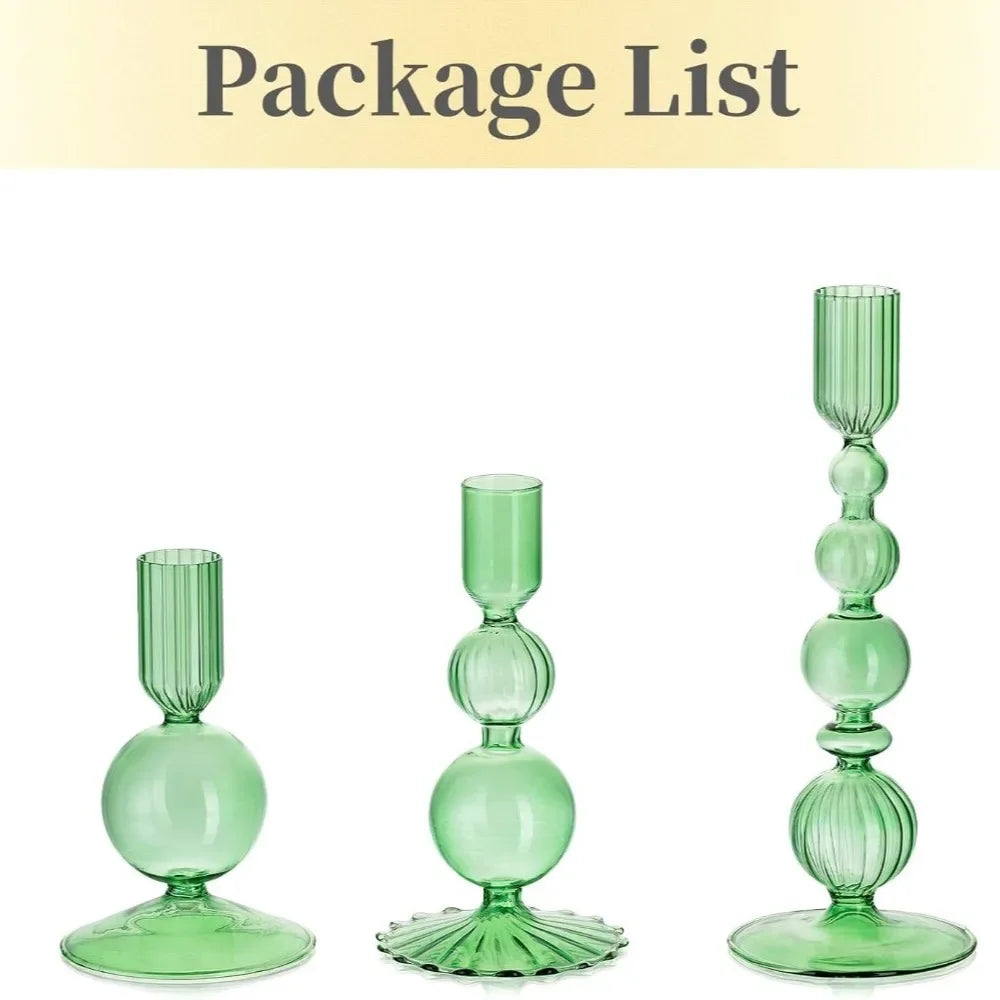 Wavy Glass Taper Candle Holders