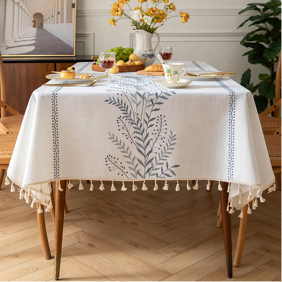 Nordic Style Tassels Cotton Linen Tablecloth,Modern Simplicity