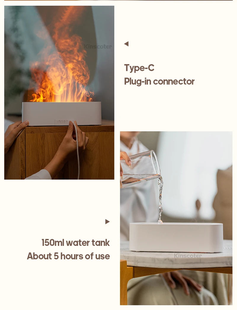 Essential Oil Aroma Diffuser Flame Air Humidifier Ultrasonic Cool Mist