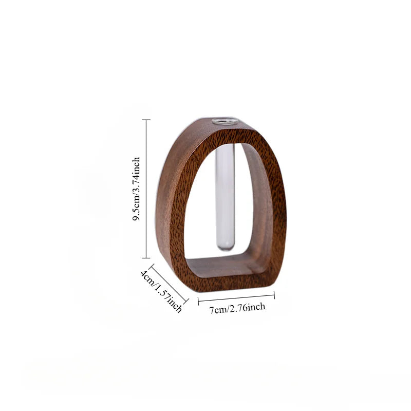Solid Wood Base Glass Bud Vase