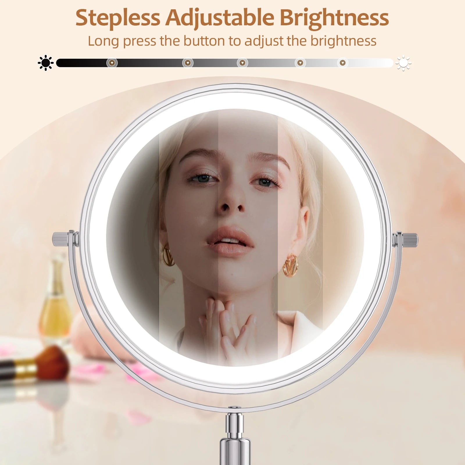 8 Inch 10X Magnifying Makeup Mirror with 3 Color Light