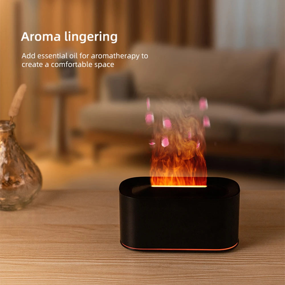 Essential Oil Diffuser,Flame Colorful Water Vapor Fire Humidifier for