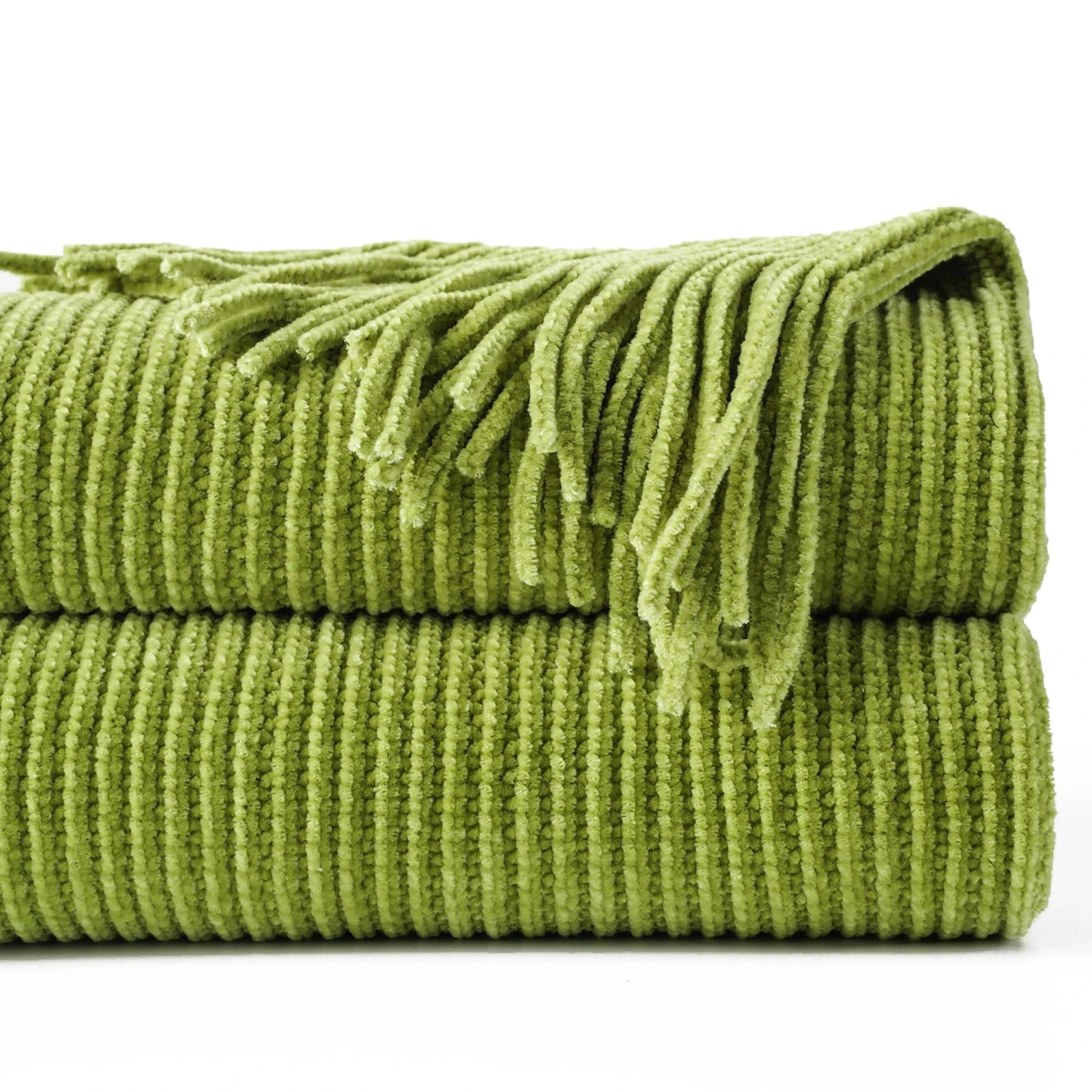 Chenille Knit Plaid Throw Blanket