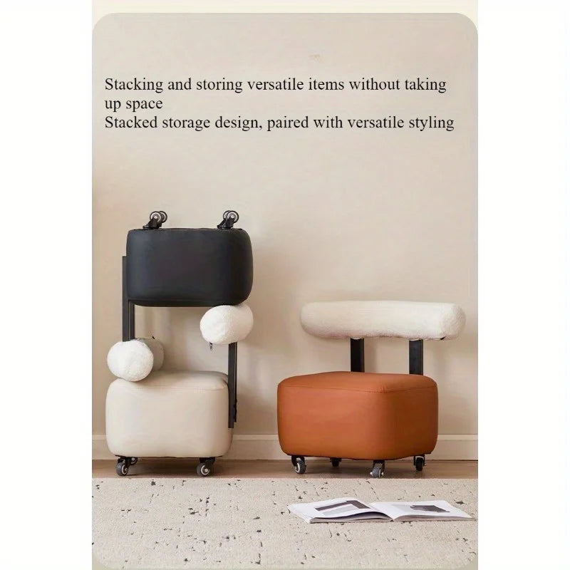 Solid Wood Shoe Changing Stool with Backrest