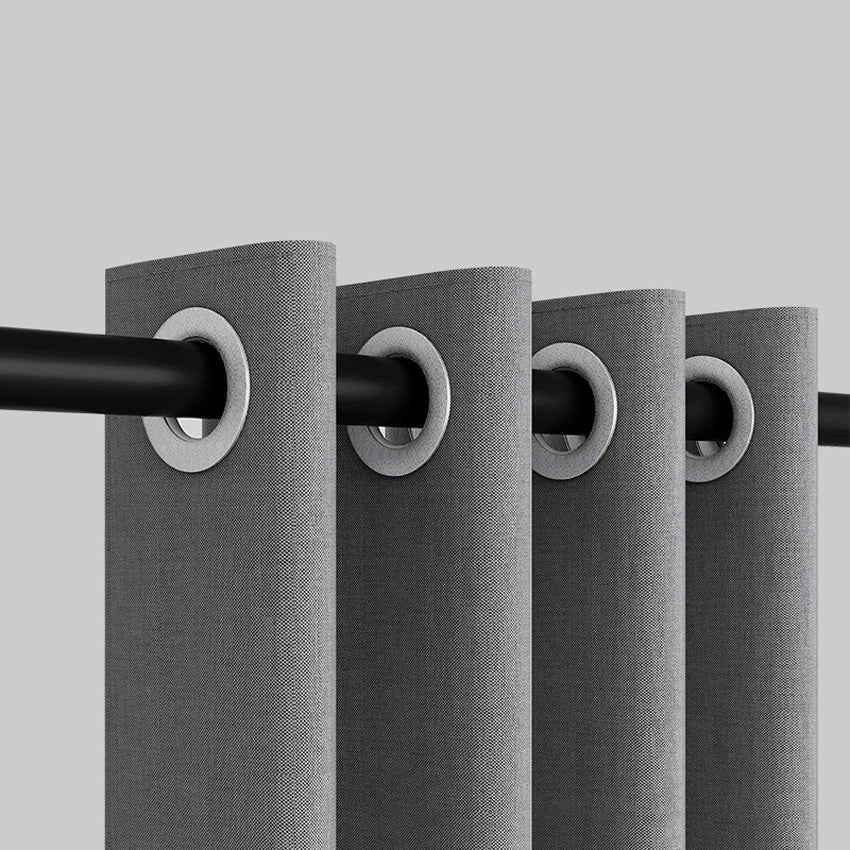 Imitation Linen Shower Curtain with Big Rings Bathroom Waterproof Thick