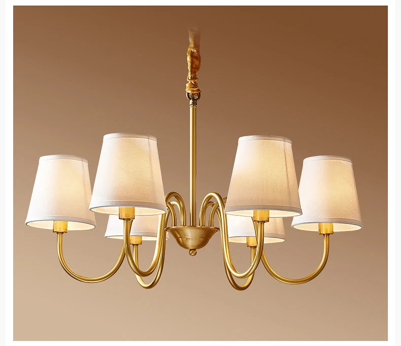 Copper and Fabric Retro Chandelier