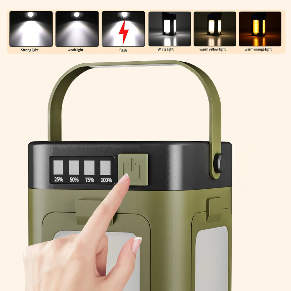 Solar Camping Lantern Foldable Camping Light Waterproof Rechargeable