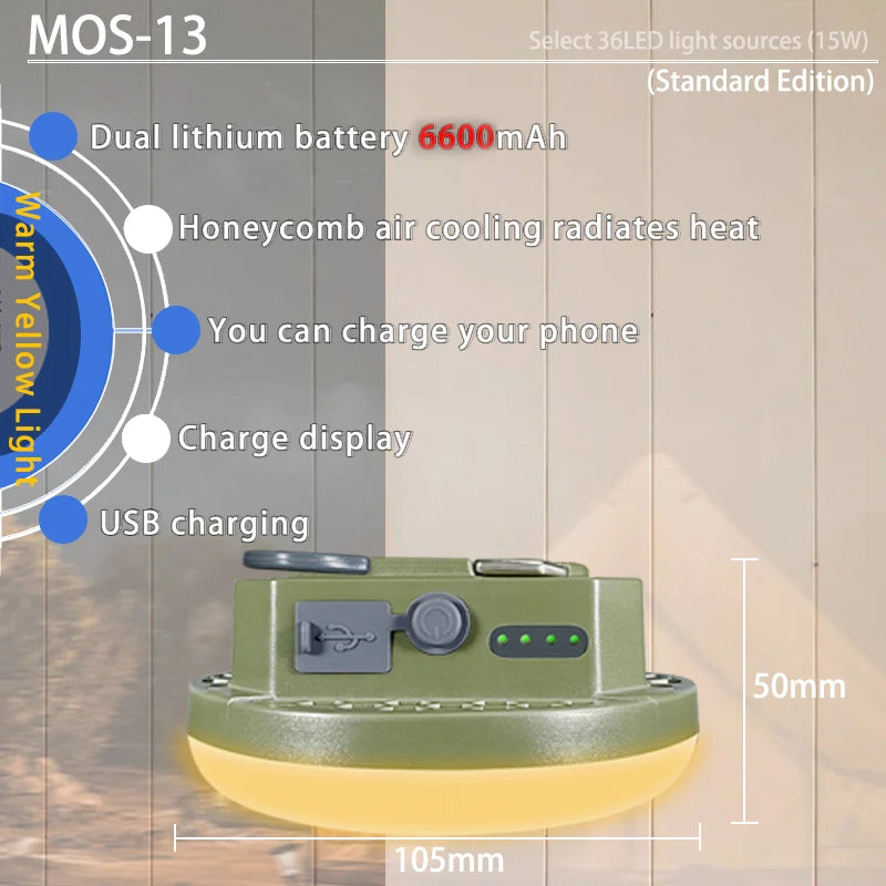 MOSLIGHTING 9900maH LED Outdoor Camping Light Rechargeable Tent Light