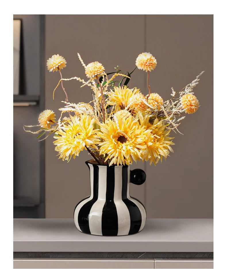 Colorful Striped Ceramic Vase and Plant Pot
