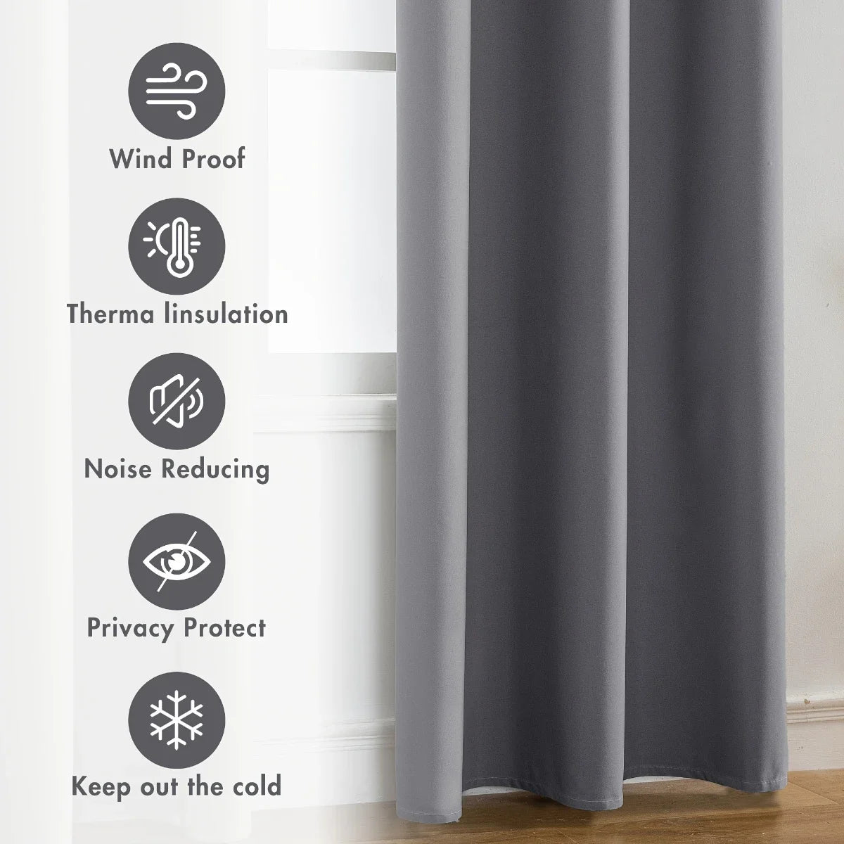 2pcs Modern 100% Blackout Curtain with Coated Lining, Curains