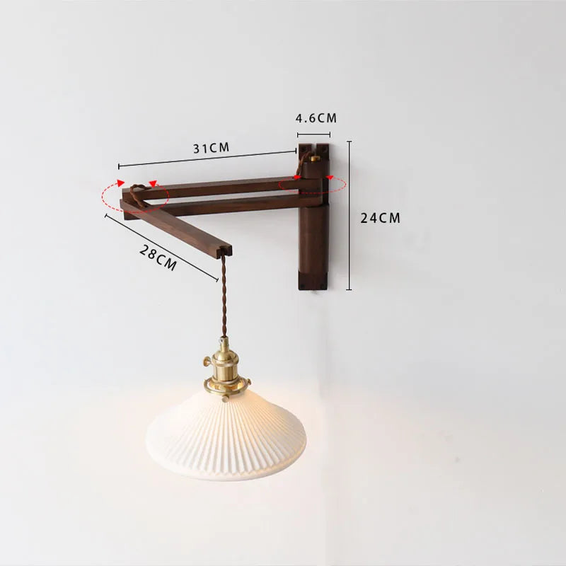 Retro Folding Walnut Wall Lamp