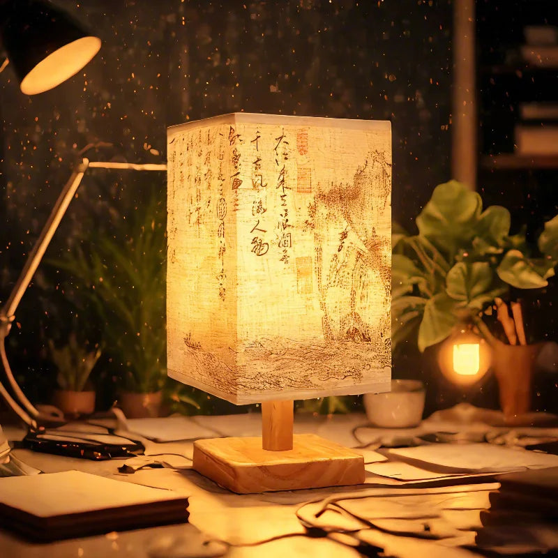 Fabric Square Bedside Lamp