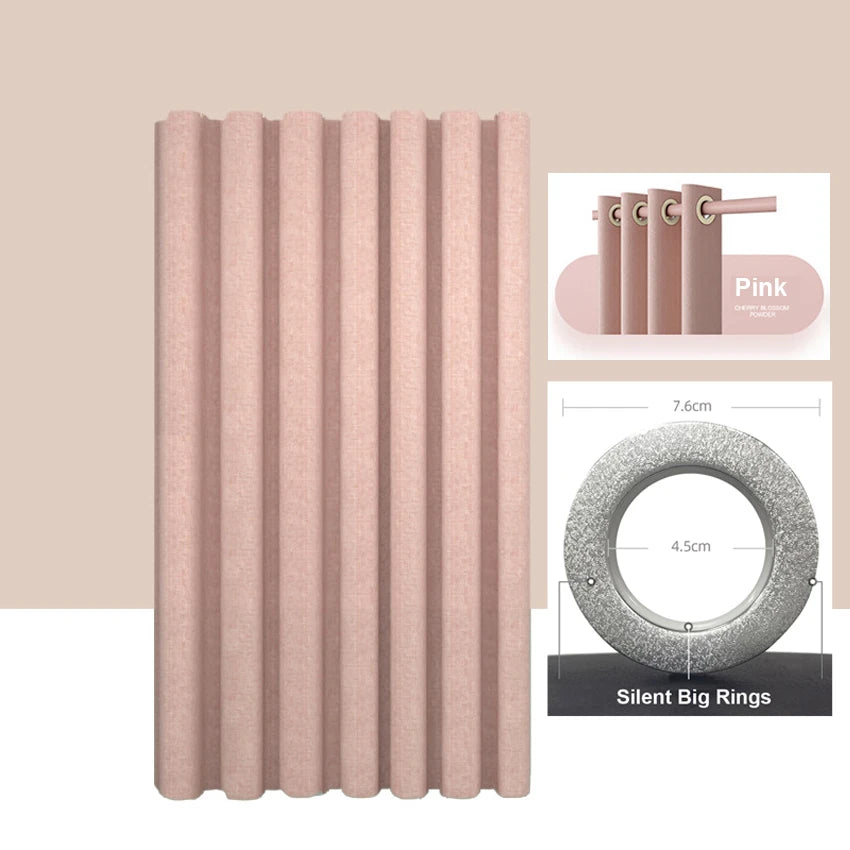 Imitation Linen Shower Curtain with Big Rings Bathroom Waterproof Thick