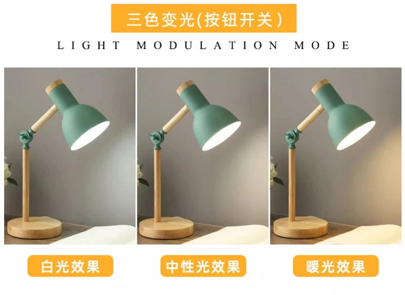 Nordic Wooden Turn Head Table Lamp