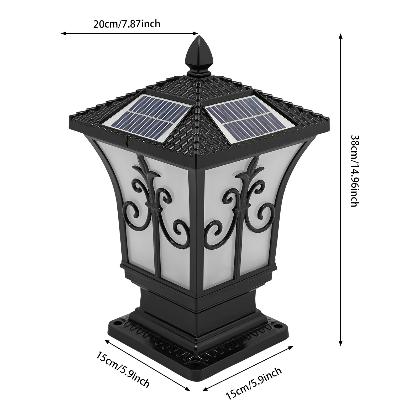 85-265V Outdoor Solar Post Light,Modern Post Light, Solar Powered &
