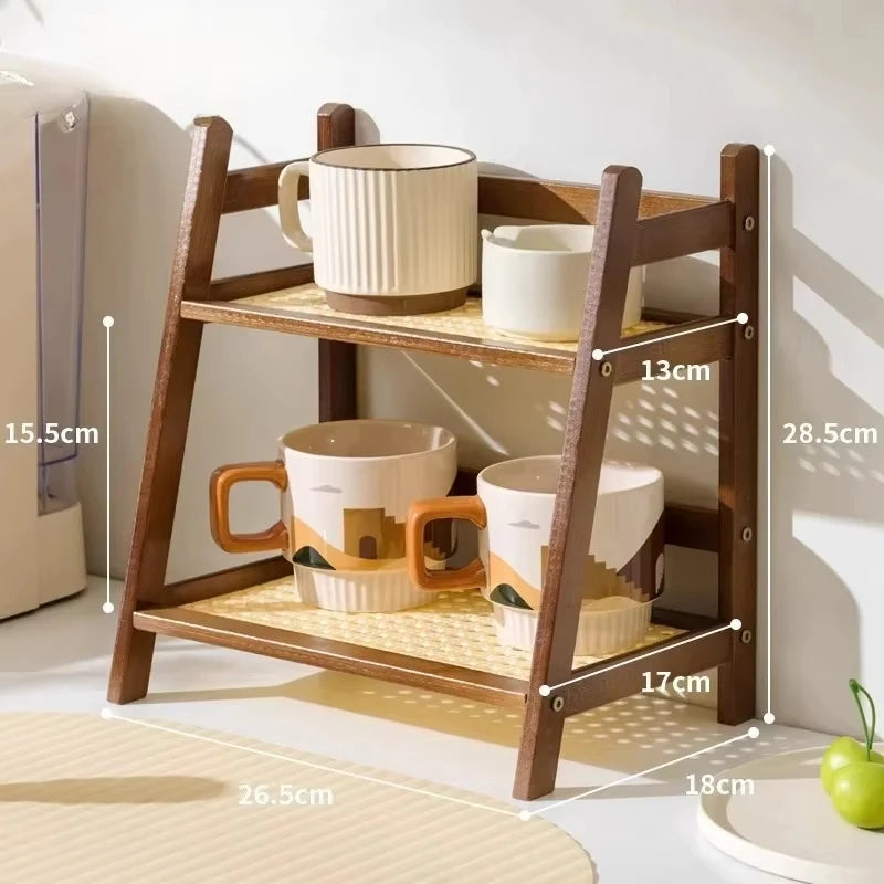 Two Tier Bamboo Countertop Storage Rack