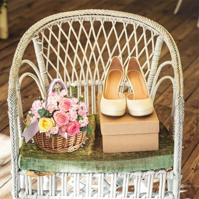 Hand-woven Flower Basket With Handle Wicker Sundries Basket