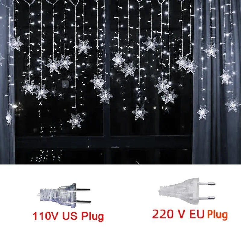 Snowflake LED Curtain Lights 3.2M