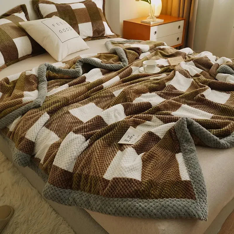 Knit Blanket Throw Soft Chenille Yarn Knitted Blanket Machine