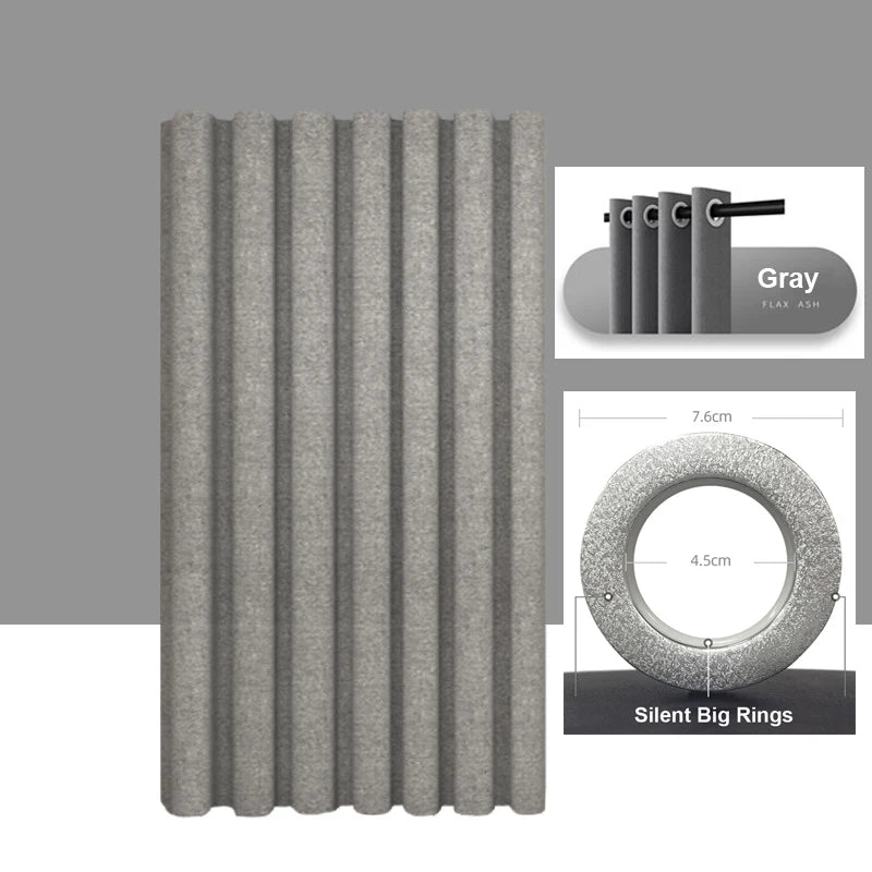 Imitation Linen Shower Curtain with Big Rings Bathroom Waterproof Thick