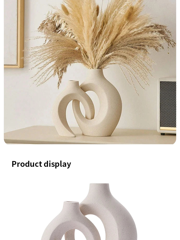 European Ceramic Vase Set Creative White Simple Home Decoration Living