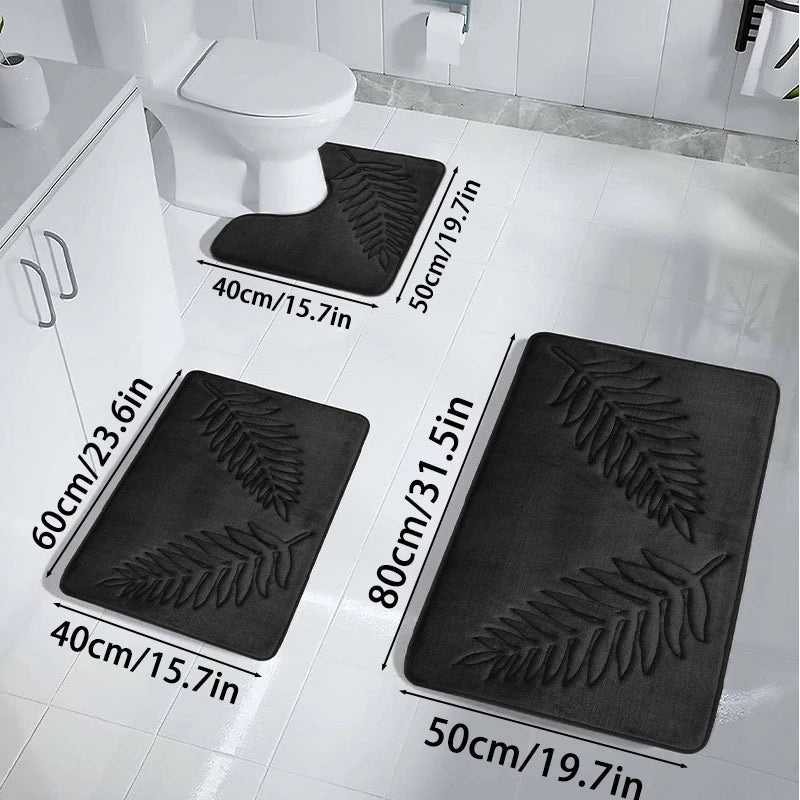 3PCS Set Bath Mats Nonslip Soft Quick Dry Bathroom Soft Rugs Water
