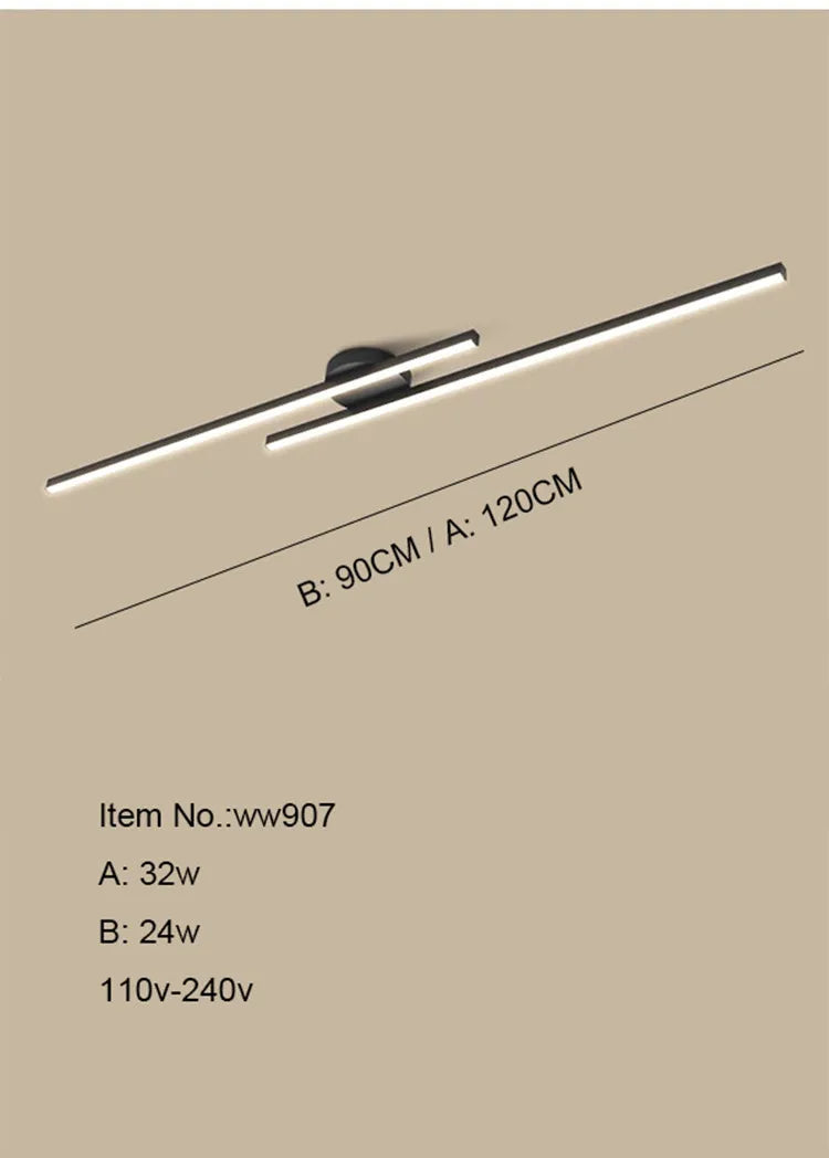 Long Aluminium LED Ceiling Light Modern Creative Design Ceiling Lamp