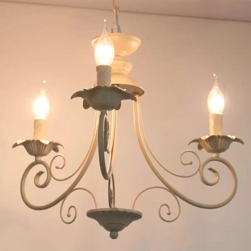 Classic Europe Wrought Iron Chandeliers E14 Candle Light Vintage Black