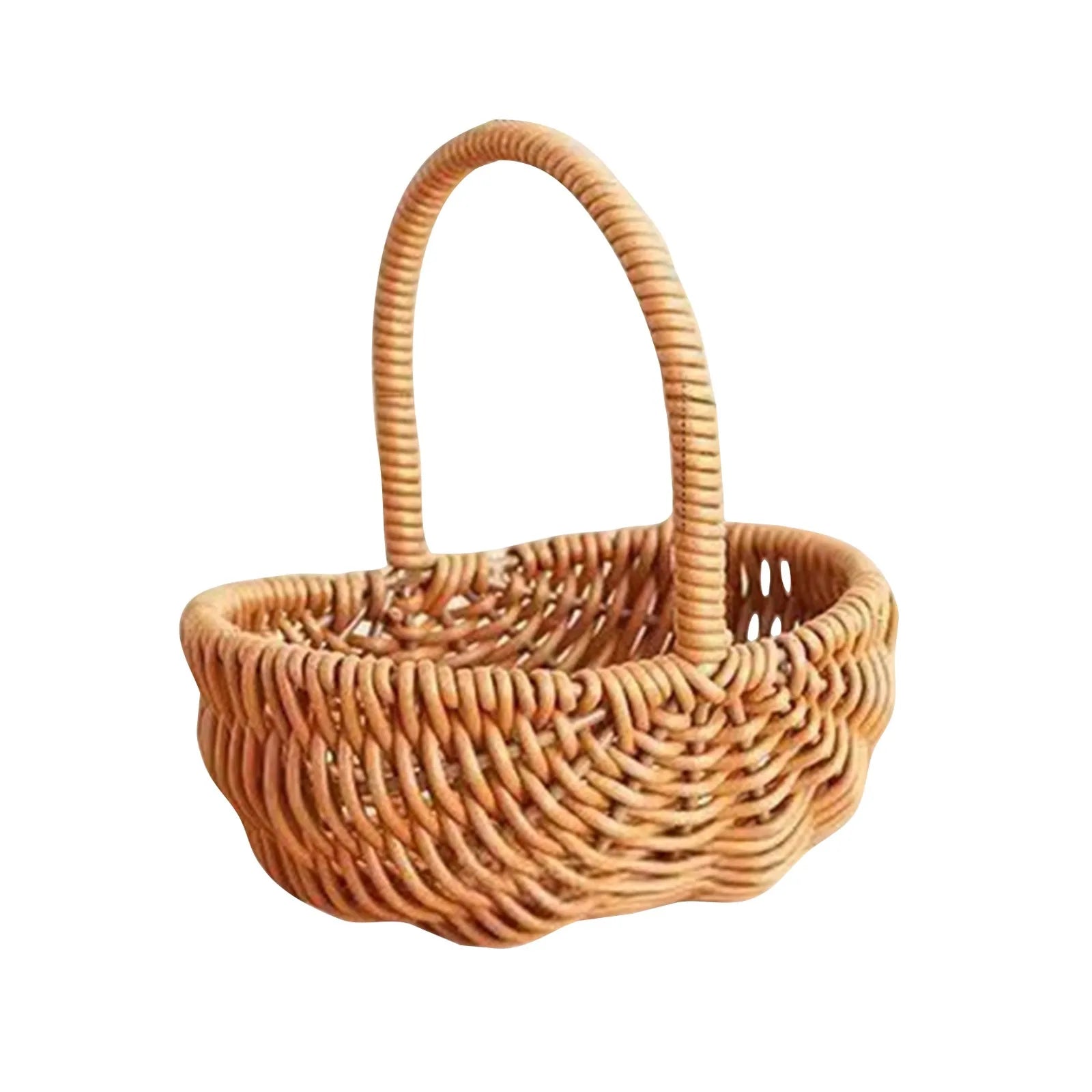 Woven Rattan Basket with Handle