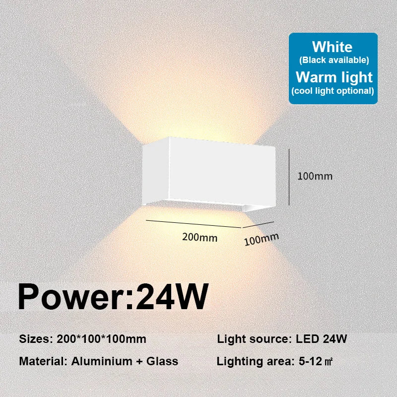 Nordic modern wall light 12W 24W IP65 waterproof LED lamps indoor