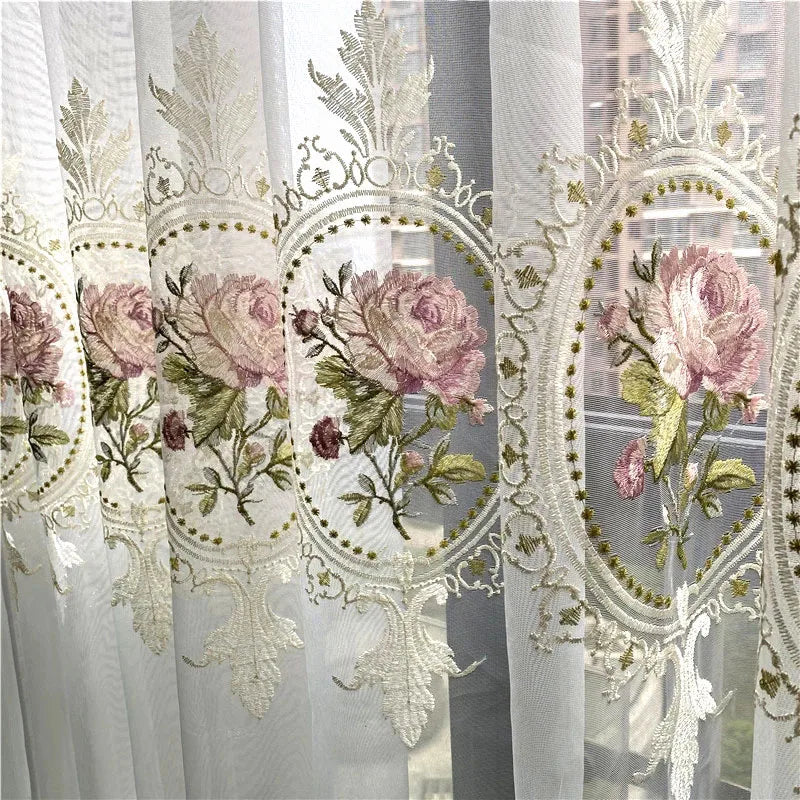 Peony Embroidered Sheer Curtain