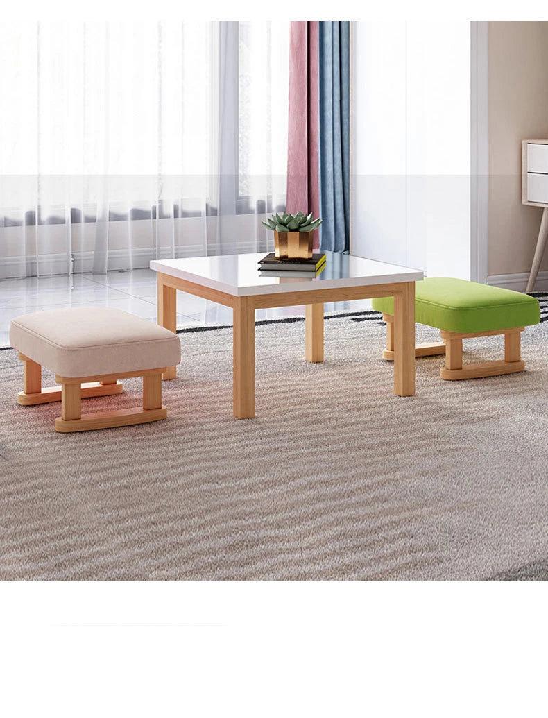 Solid Wood Shoe Changing Stool, Low Foot Rest