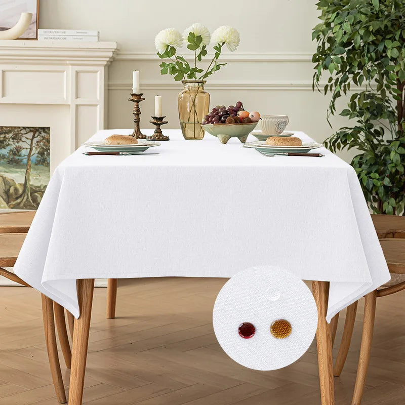 Cotton and Linen Three-proof Tablecloth Waterproof and Dustproof Solid