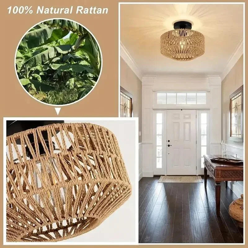 Natural Bamboo Rattan Ceiling Pendant