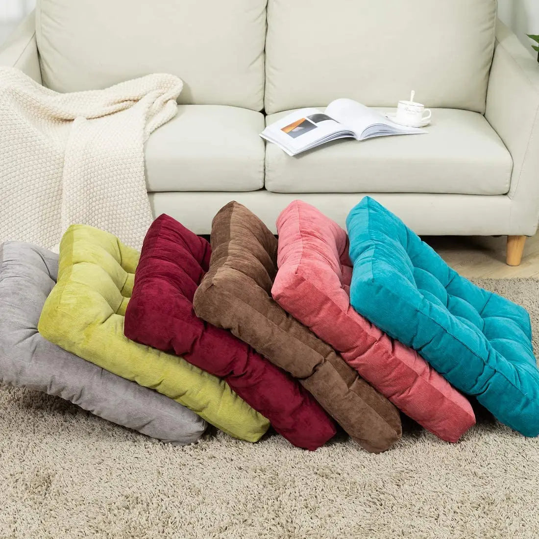Corduroy Tufted Square Floor Cushion