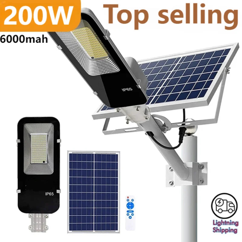 200W Powerful Solar Light Outdoor Solar Street Light 6000mah Waterproof